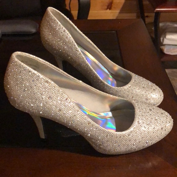 Silver Rhinestone Studded High Heels - Picture 4 of 4